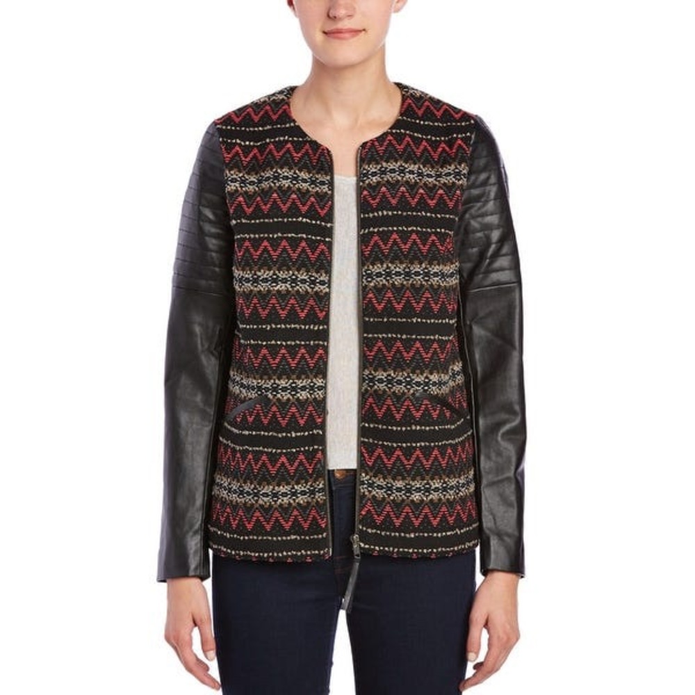 Ella Moss Trinity Faux Leather Swing Jacket Small